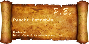 Pascht Barnabás névjegykártya